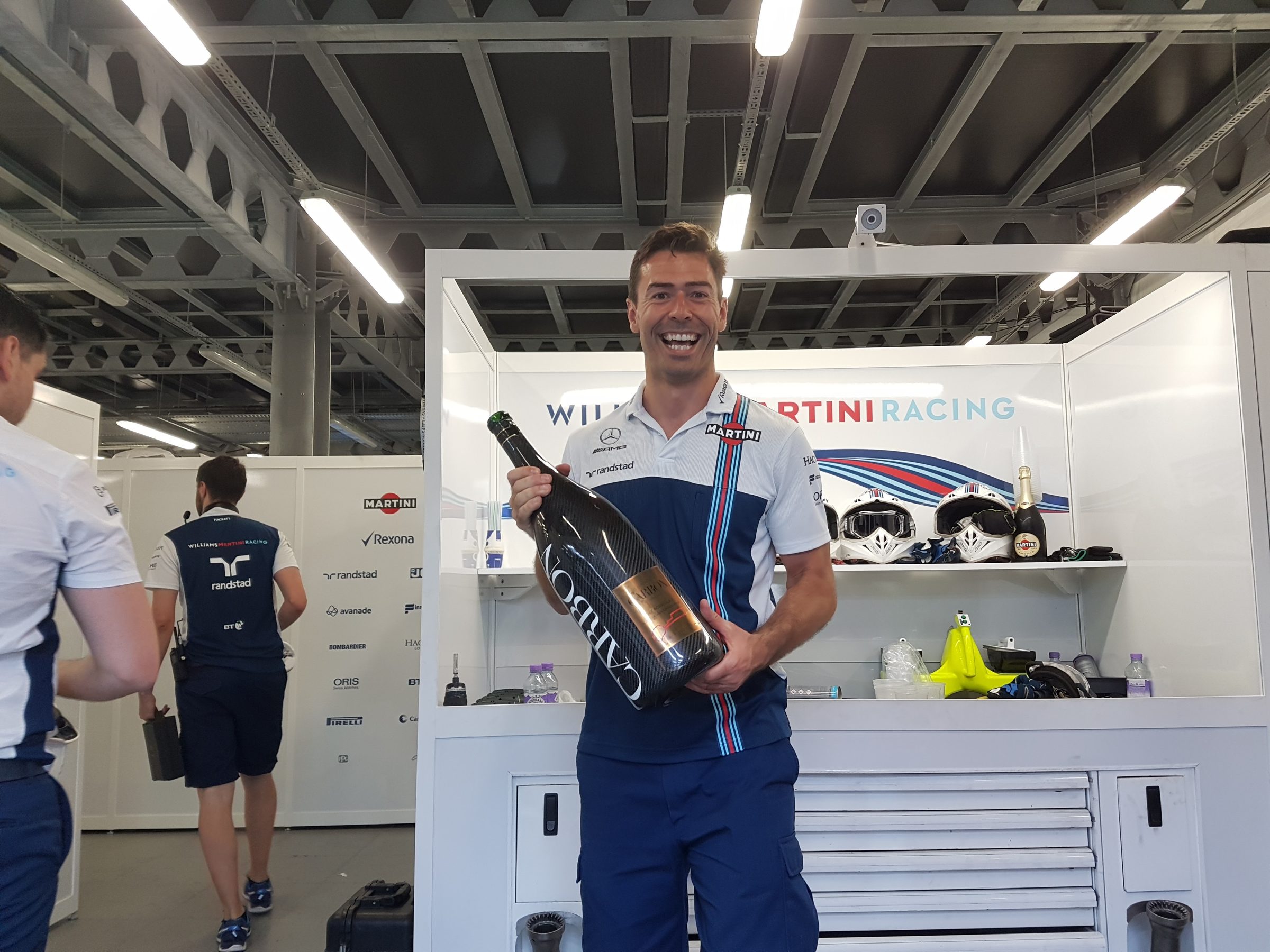 Williams team celebrating a podium finish